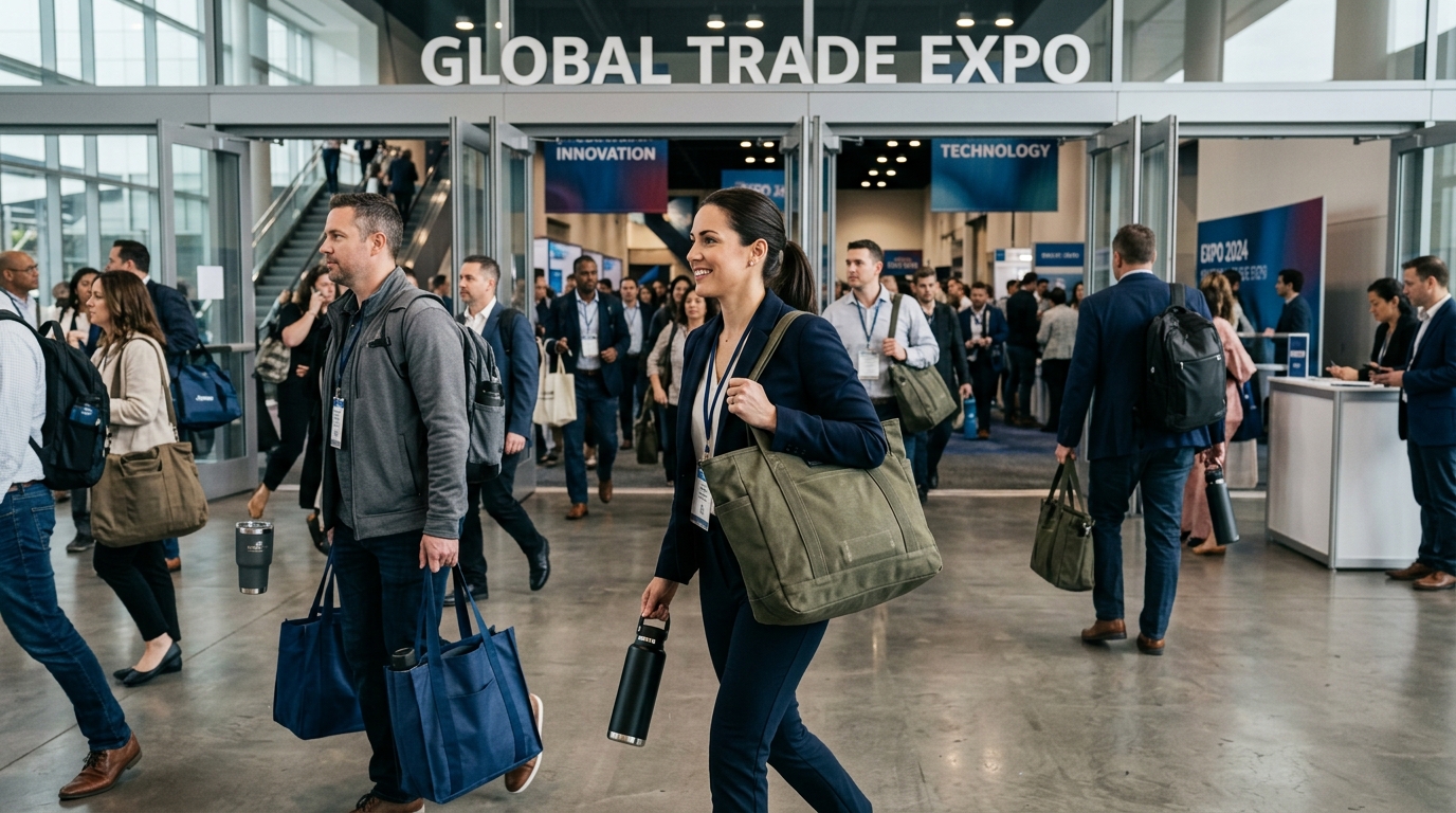 People attending a global trade expo