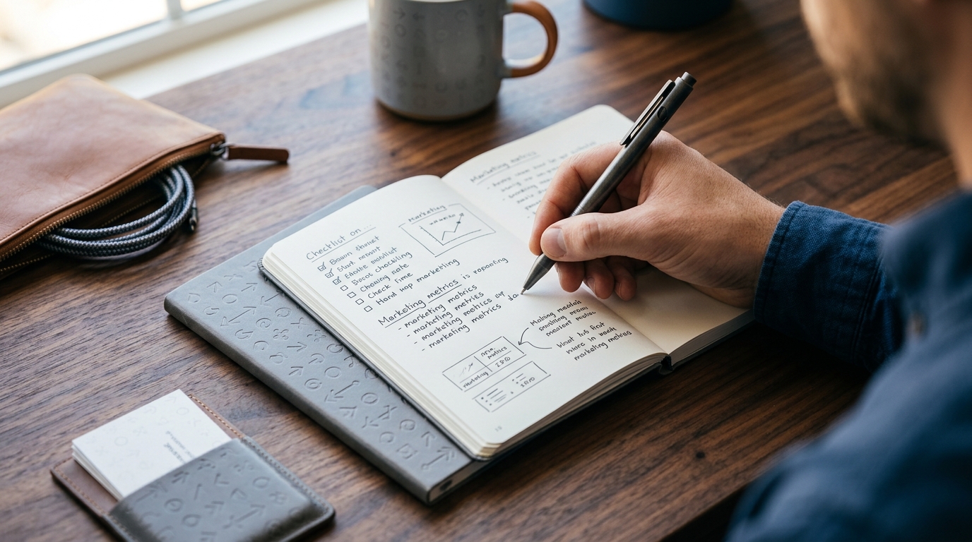 Man writing with promotional pen