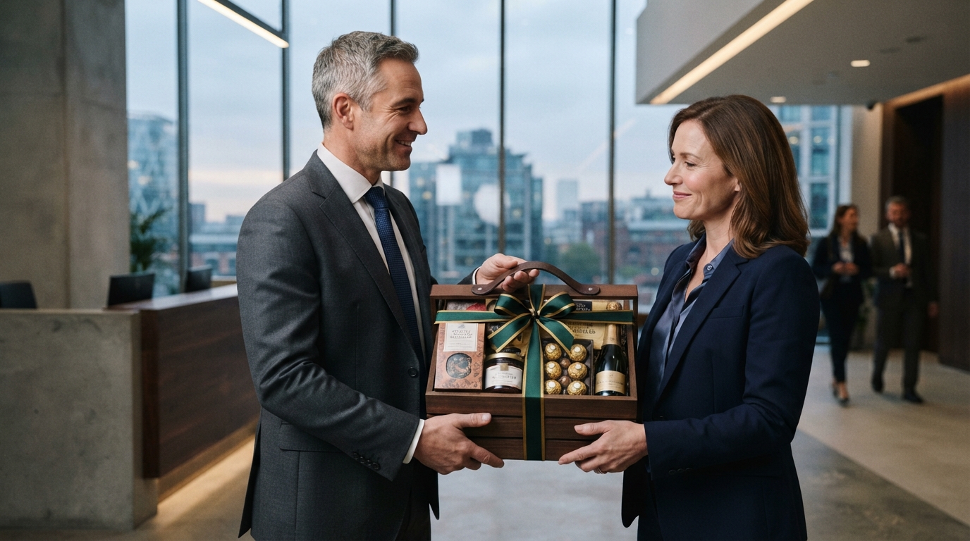presenting a corporate gift hamper