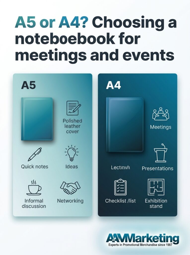 Branded notebooks for meetings and events
